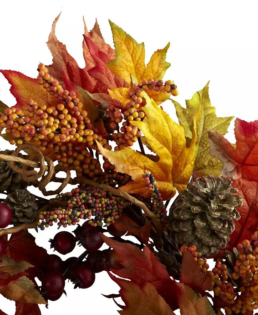 商品NEARLY NATURAL|24" Maple and Berry Wreath,价格¥667,第2张图片详细描述