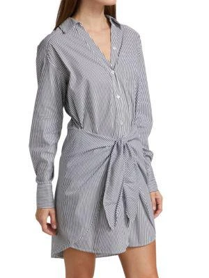 商品VERONICA BEARD|Roanoke Cotton-Blend Striped Shirtdress,价格¥1574,第3张图片详细描述