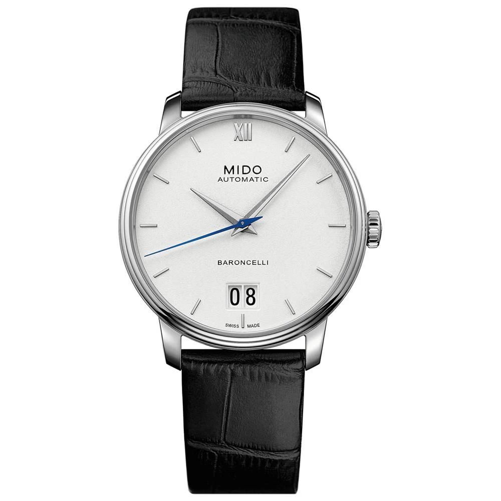 商品MIDO|Men's Swiss Automatic Baroncelli III Black Leather Strap Watch 40mm,价格¥7140,第1张图片