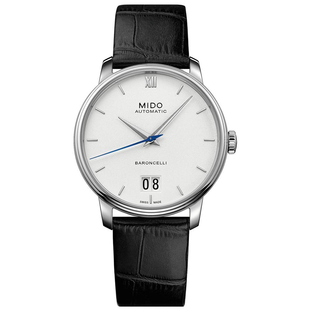 商品MIDO|Men's Swiss Automatic Baroncelli III Black Leather Strap Watch 40mm,价格¥6767,第1张图片