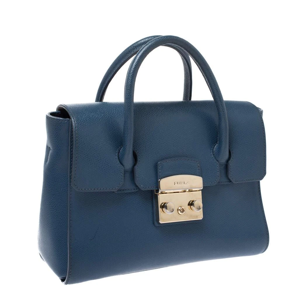 商品[二手商品] Furla|Furla Blue Leather Metropolis Satchel,价格¥1319,第3张图片详细描述