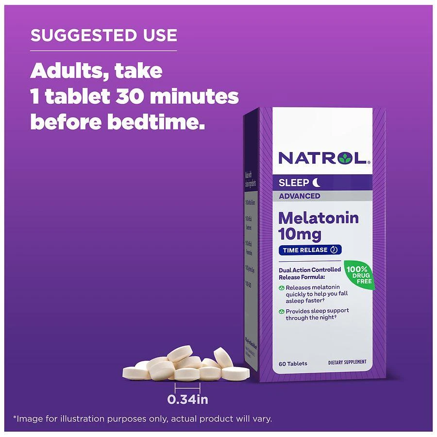 商品Natrol|Advanced Sleep Melatonin 10 mg Dietary Supplement Tablets,价格¥118,第5张图片详细描述