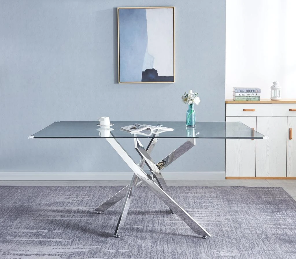 商品Simplie Fun|Rectangular Tempered Glass Dining Table,价格¥6607,第3张图片详细描述