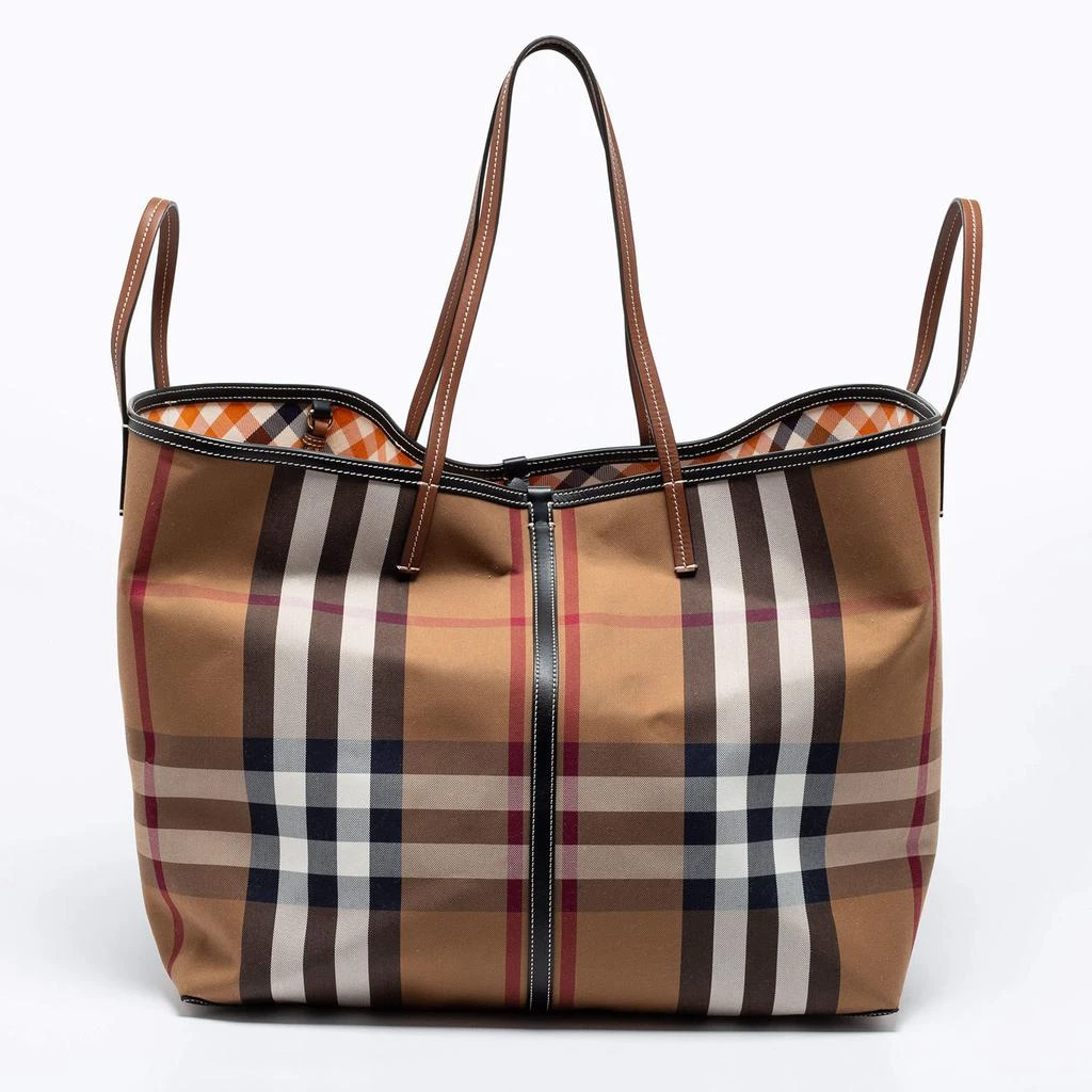 商品Burberry|Burberry Birch Brown Check Canvas and Leather Extra Large Beach Tote,价格¥7626,第4张图片详细描述