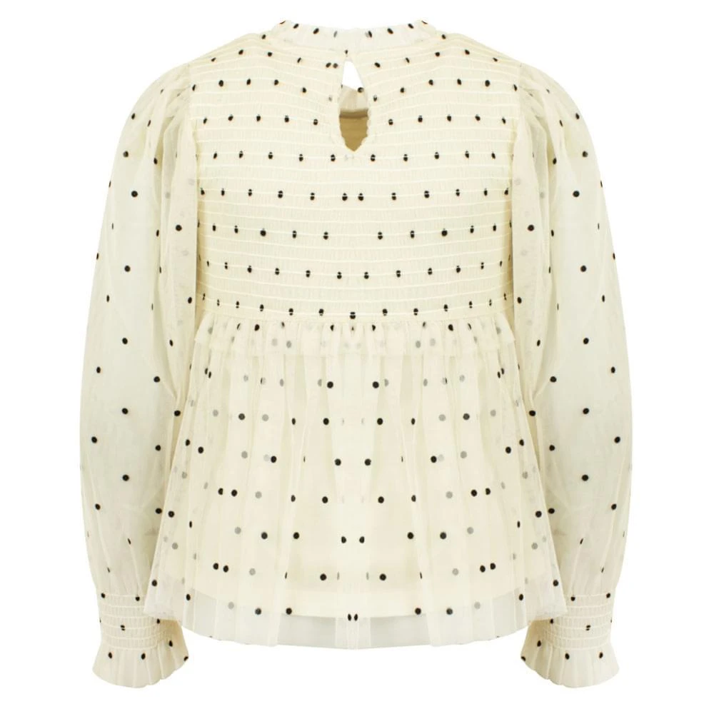 商品Mayoral|Tulle Polka Dot Cream Blouse,价格¥103,第3张图片详细描述