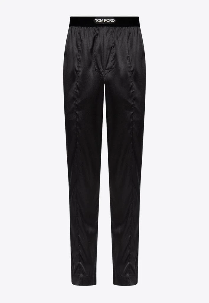 商品Tom Ford|Logo-Waistband Stretch Silk Pajama Pants,价格¥6490,第5张图片详细描述