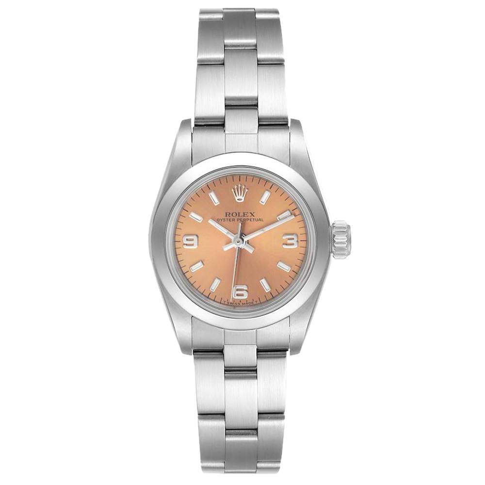 Rolex Salmon Stainless Steel Oyster Perpetual 67180 Women's Wristwatch 26 MM商品第1张图片规格展示