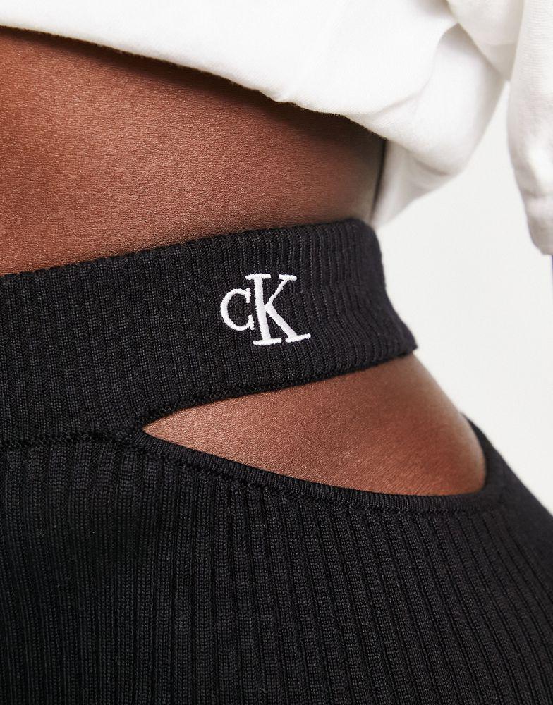 Calvin Klein Jeans cut out waistband knitted skirt in black商品第4张图片规格展示