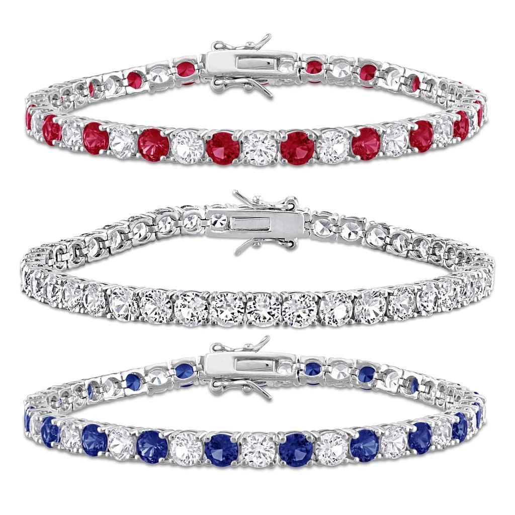 商品Mimi & Max|43ct TGW Created Ruby Created Blue White Sapphire Tennis Bracelet 3-Piece Set,价格¥1112,第1张图片