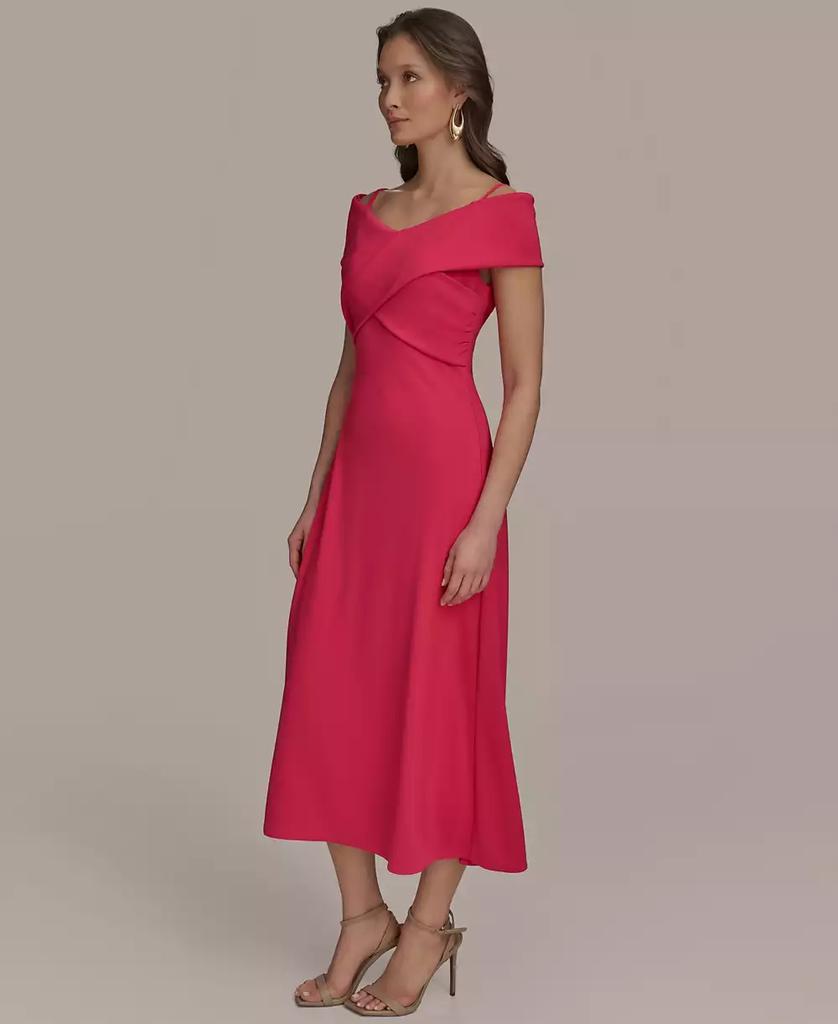 ◆Donna Karan クリスクロス オフショルダー ドレス Donna Karan Women's Criss-Cross Off-Shoulder Dress - Free