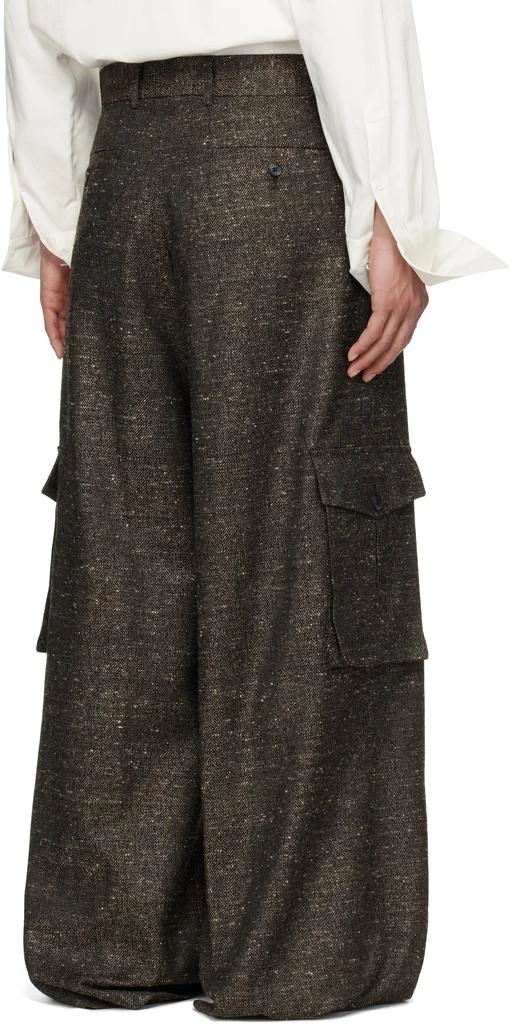 商品Dries Van Noten|Brown & Black Wide Pleated Cargo Pants,价格¥11813,第3张图片详细描述