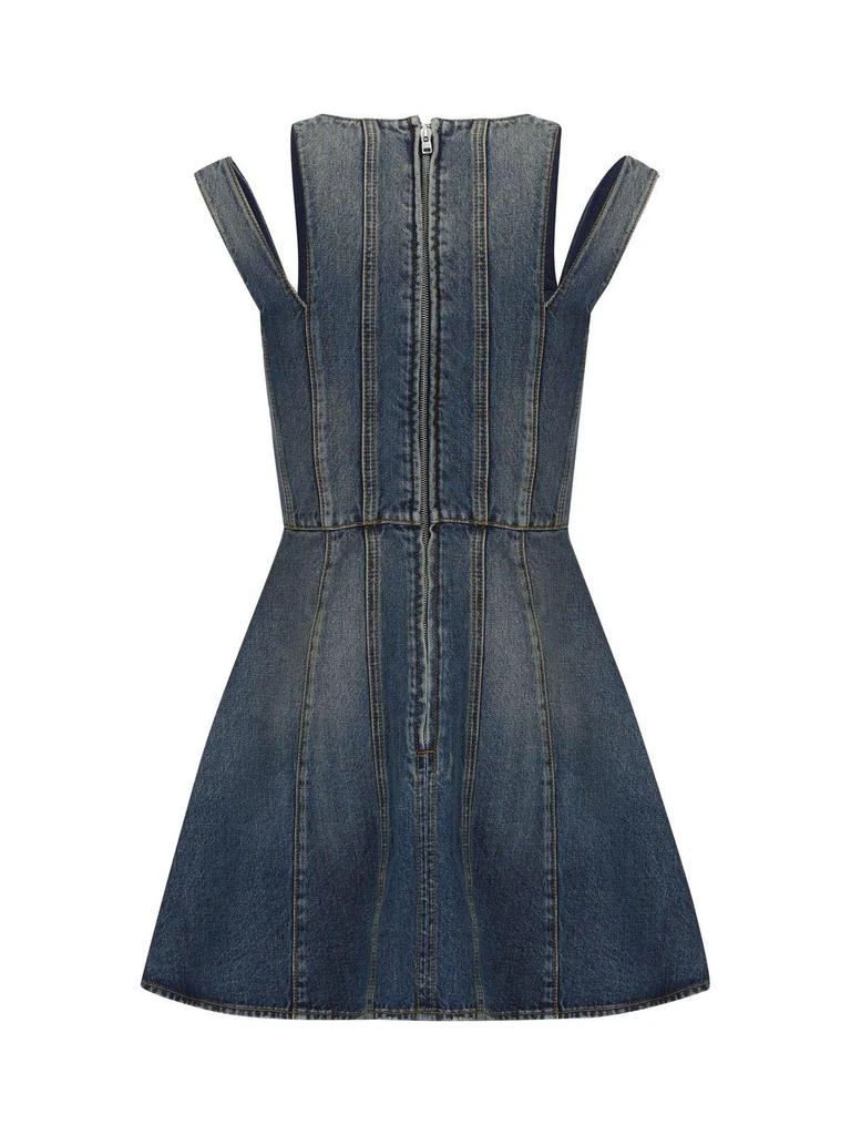 商品Alexander McQueen|V-neck Pleated Denim Mini Dress,价格¥7272,第2张图片详细描述