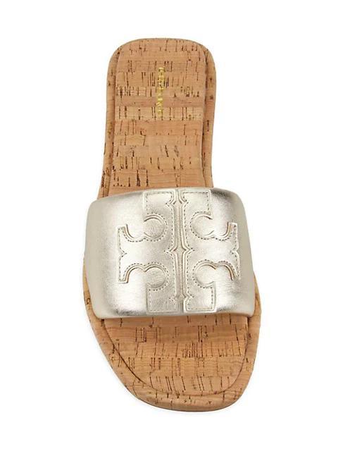 商品Tory Burch|Double T Metallic Leather Sport Slides,价格¥1459,第7张图片详细描述