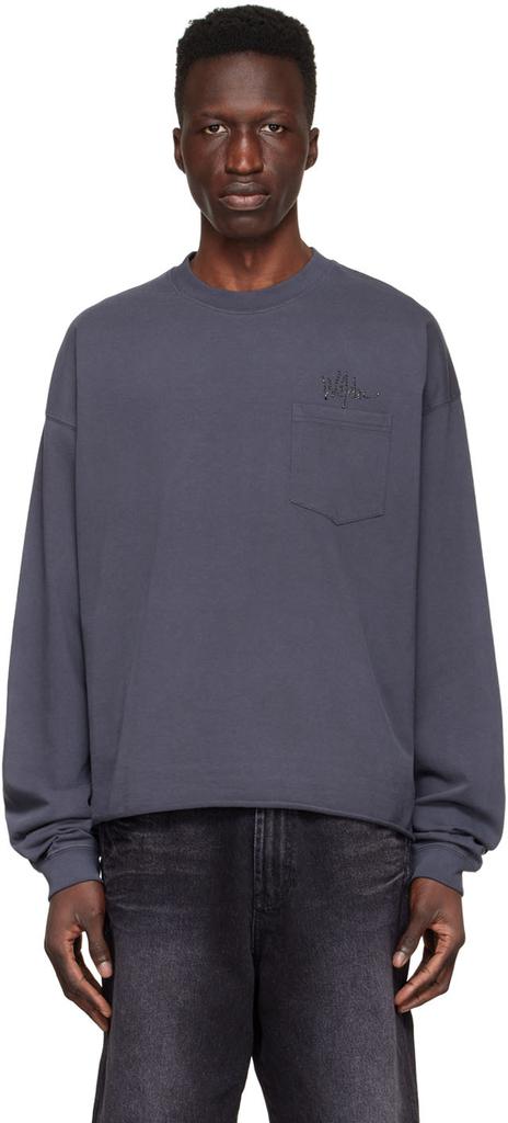 Gray Cotton Long Sleeve T-Shirt商品第1张图片规格展示