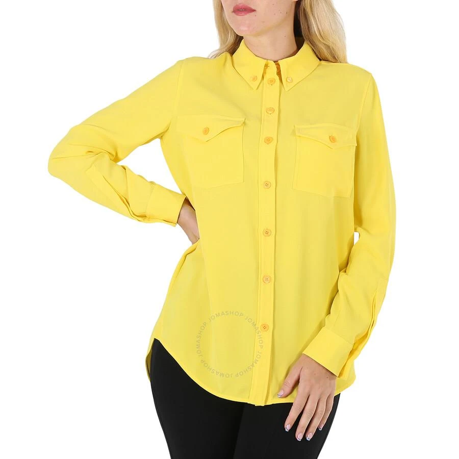 商品Burberry|Ladies Pale Tulip Yellow Long-Sleeve Button-Down Classic Shirt,价格¥924,第1张图片