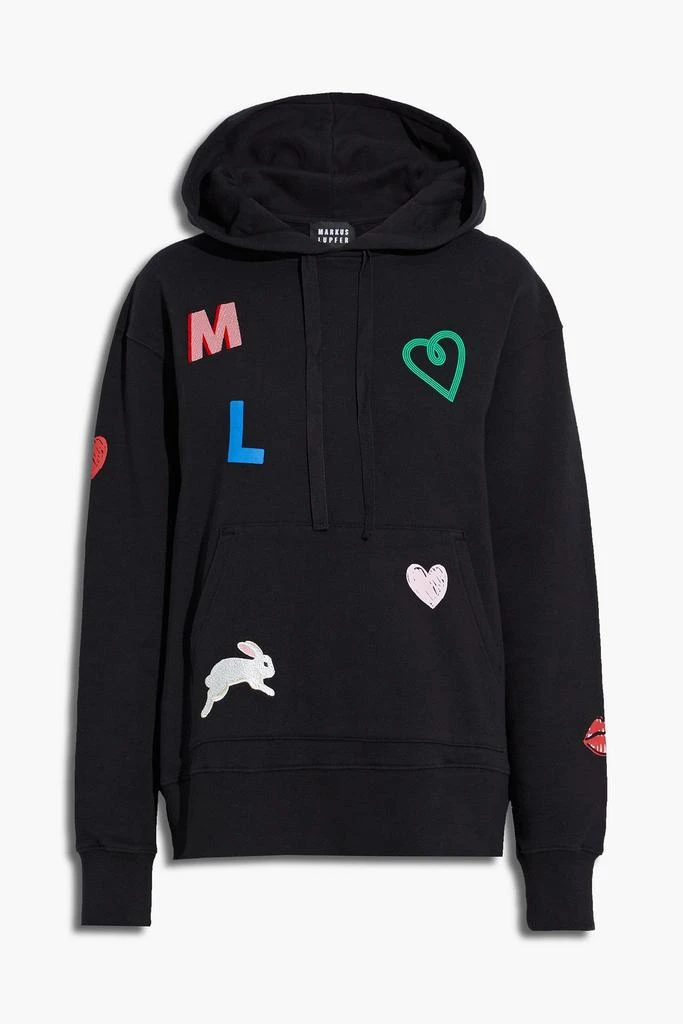 商品MARKUS LUPFER|Heidi embroidered printed organic cotton-fleece hoodie,价格¥520,第3张图片详细描述