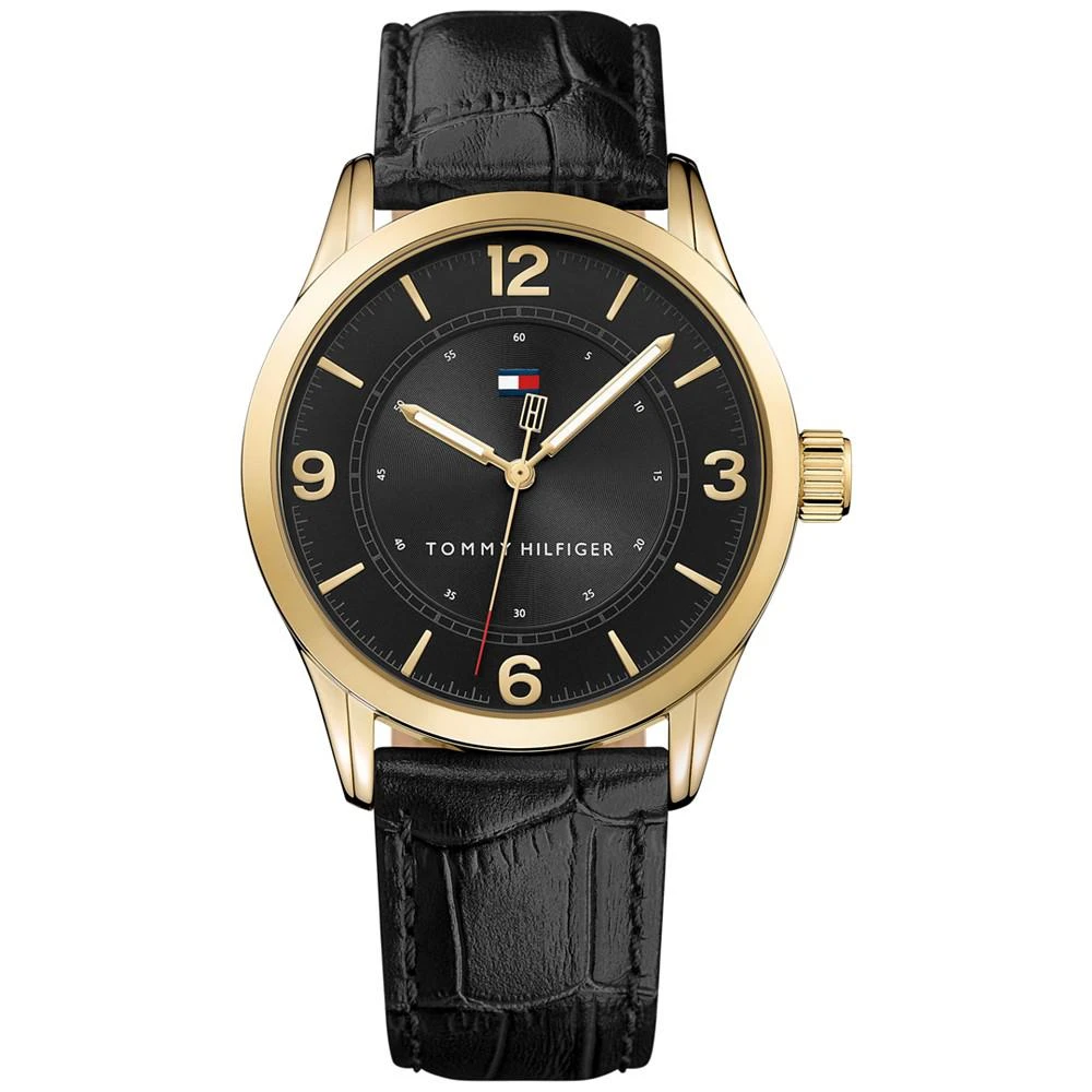 商品Tommy Hilfiger|Men's Table Black Leather Strap Watch 42mm , Created for Macy's,价格¥337,第1张图片