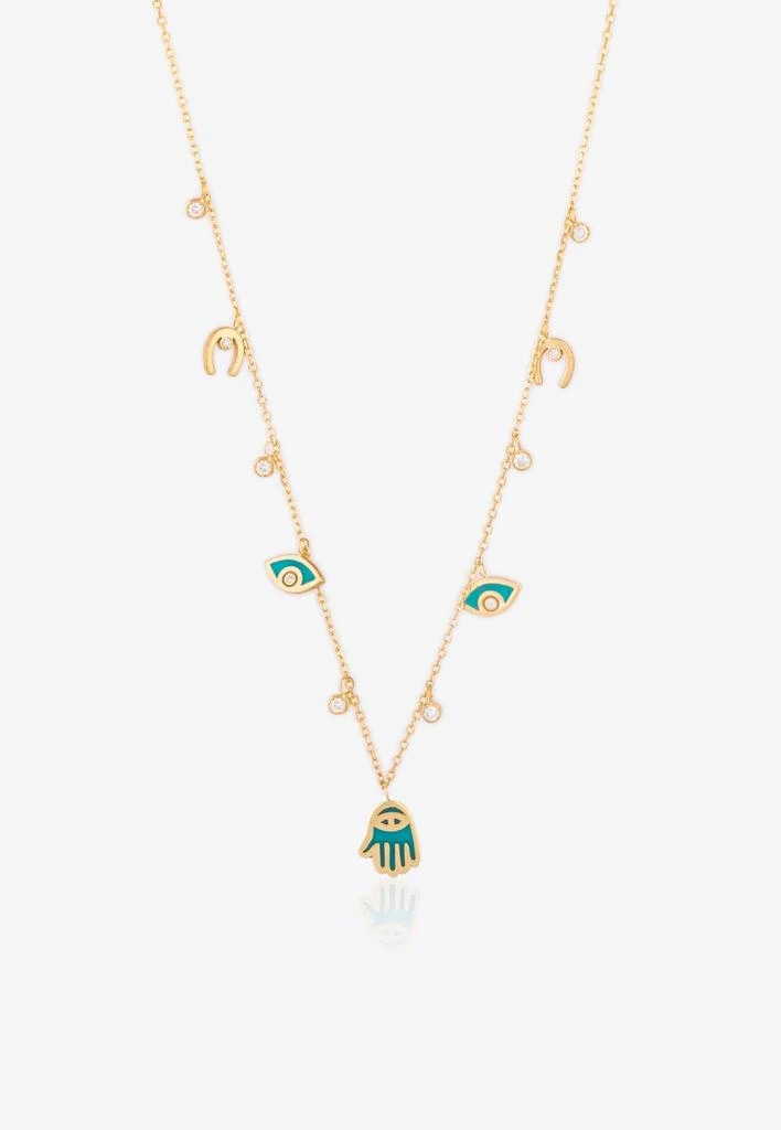 商品Falamank|Sweet Collection Necklace in 18-karat Yellow Gold, Enamel and White Diamonds,价格¥10069,第1张图片