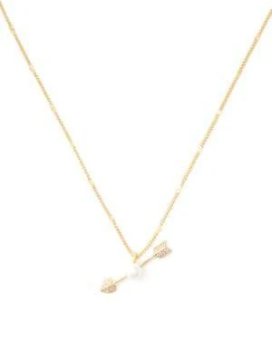 商品Kate Spade|Love Game Arrow Goldtone, Glass Pearl & Cubic Zirconia Pendant Necklace,价格¥184,第1张图片