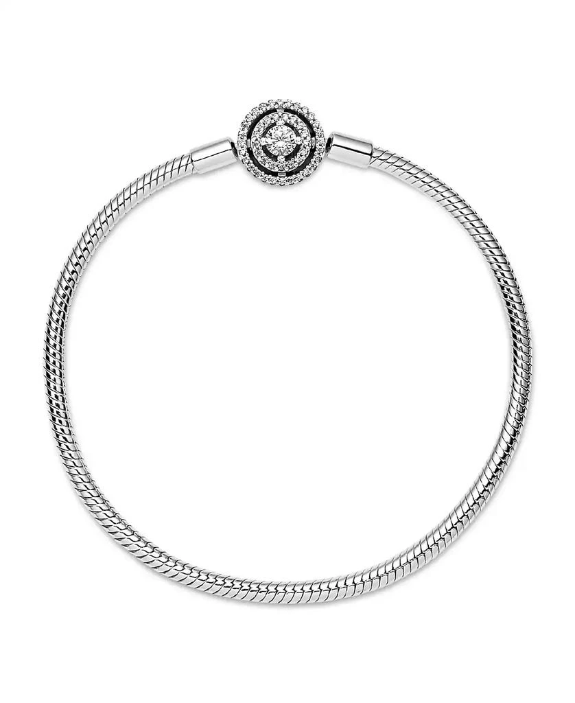 商品PANDORA|Moments Cubic Zirconia Sterling Silver Halo Snake Chain Bracelet,价格¥442,第3张图片详细描述