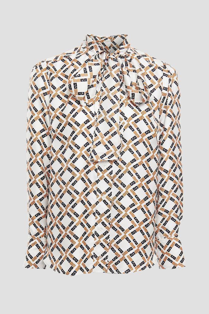 商品Sandro|Sany pussy-bow printed silk-twill shirt,价格¥1404,第1张图片