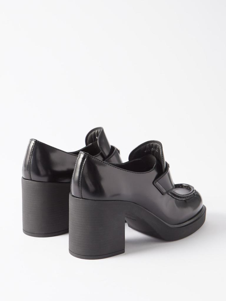 商品Prada|Triangle-logo 85 heeled leather loafers,价格¥7031,第6张图片详细描述