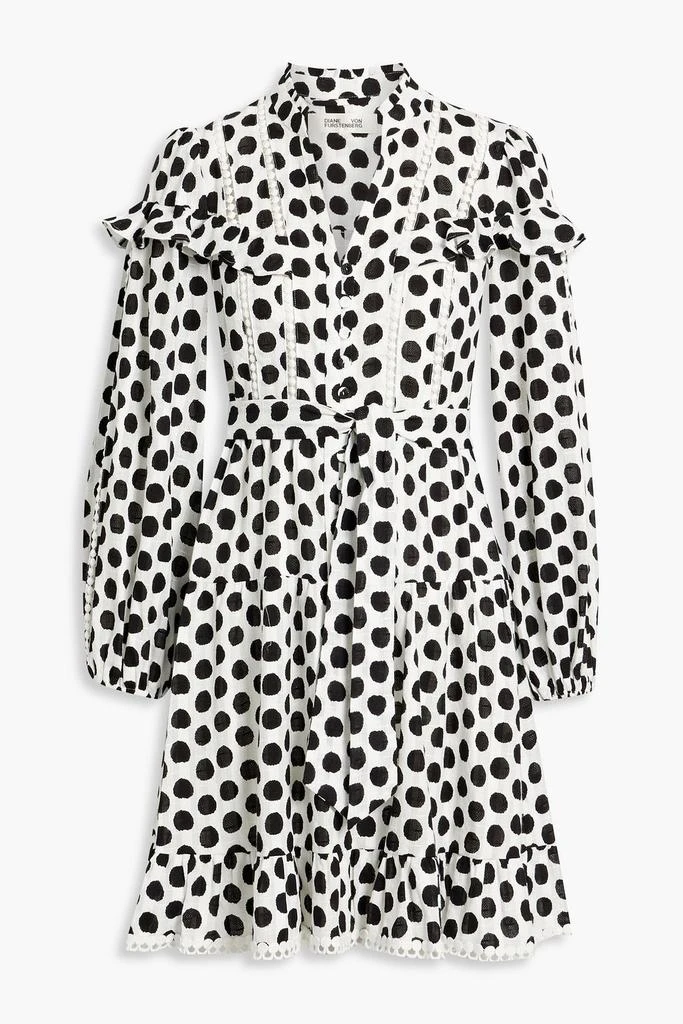 商品Diane von Furstenberg|Chicago ruffled polka-dot cotton-jacquard mini dress,价格¥1140,第1张图片