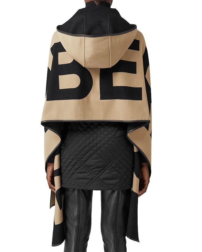 商品Burberry|Logo Wool & Cotton Jacquard Hooded Cape,价格¥8599,第3张图片详细描述