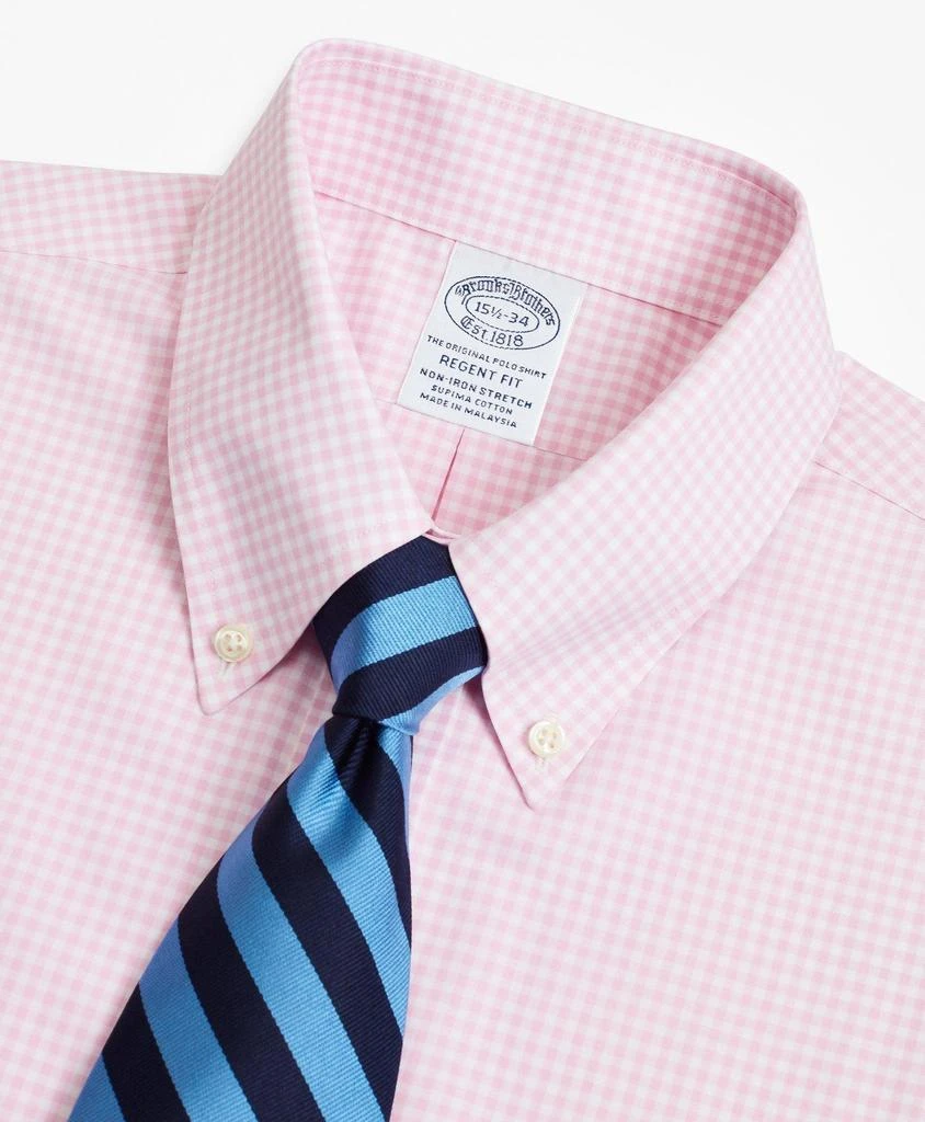 商品Brooks Brothers|Stretch Regent Regular-Fit  Dress Shirt, Non-Iron Poplin Button-Down Collar Gingham,价格¥489,第2张图片详细描述