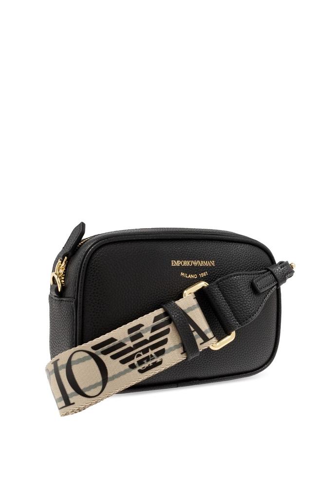 Shop Emporio Armani Logo Detailed Zip-Up Crossbody Bag on