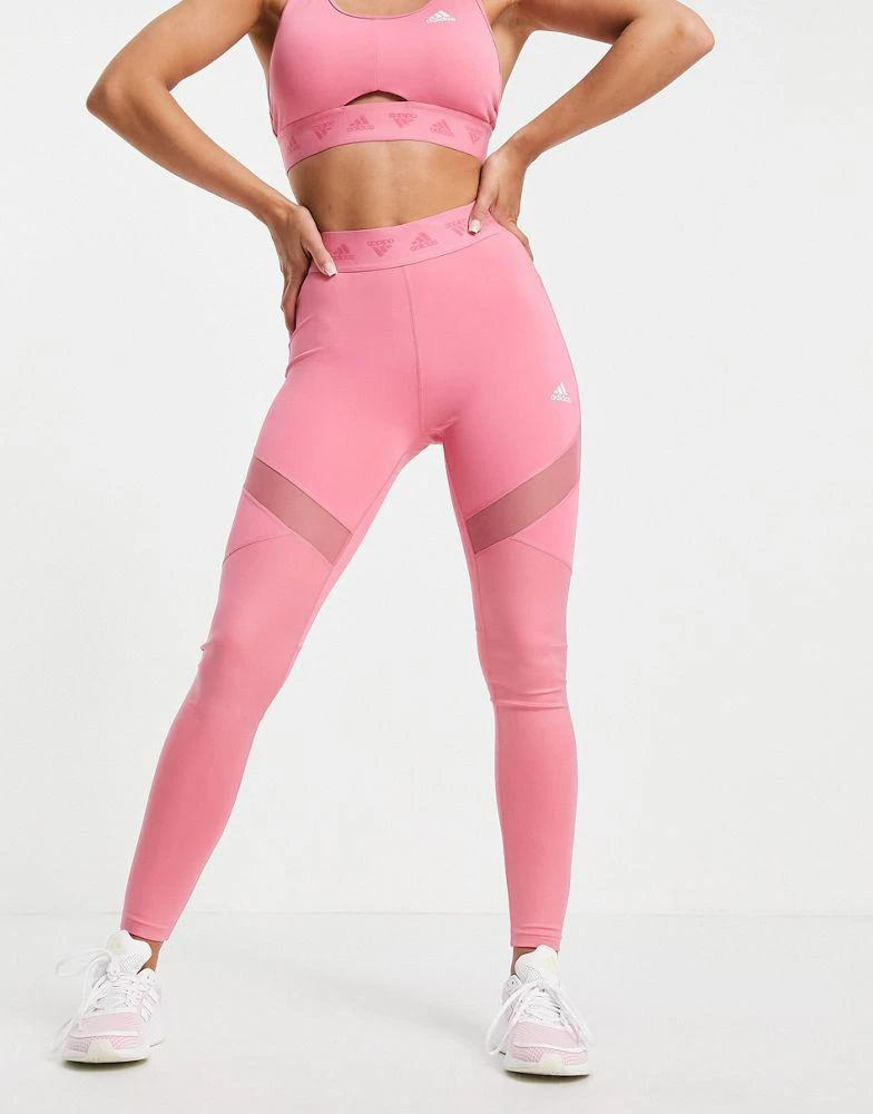 商品Adidas|adidas Training leggings with branded waistband in rose pink,价格¥127,第4张图片详细描述
