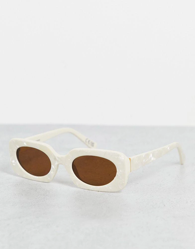 商品ASOS|ASOS DESIGN frame mid square sunglasses in white acetate transfer - WHITE,价格¥55,第1张图片