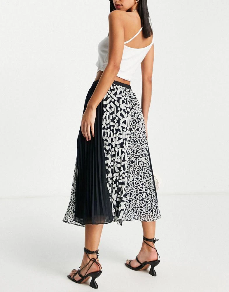 商品French Connection|French Connection midi pleated skirt in contrast print,价格¥429,第4张图片详细描述