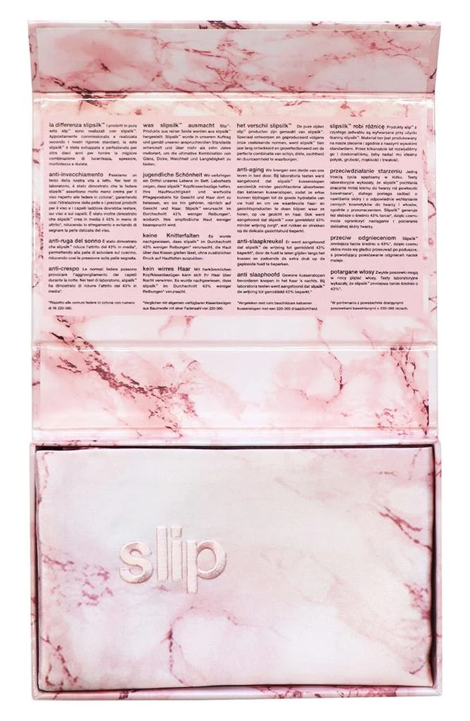 商品Slip|Pink Marble Pure Silk Pillowcase,价格¥347,第2张图片详细描述