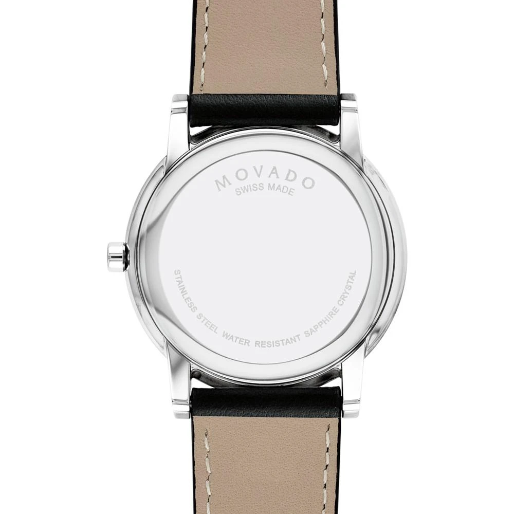 商品Movado|Men's Swiss Museum Classic Black Leather Strap Watch,价格¥3101,第3张图片详细描述