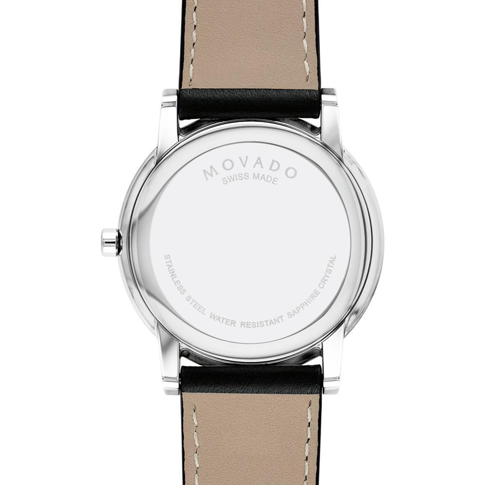 商品Movado|Men's Swiss Museum Classic Black Leather Strap Watch,价格¥4450,第5张图片详细描述