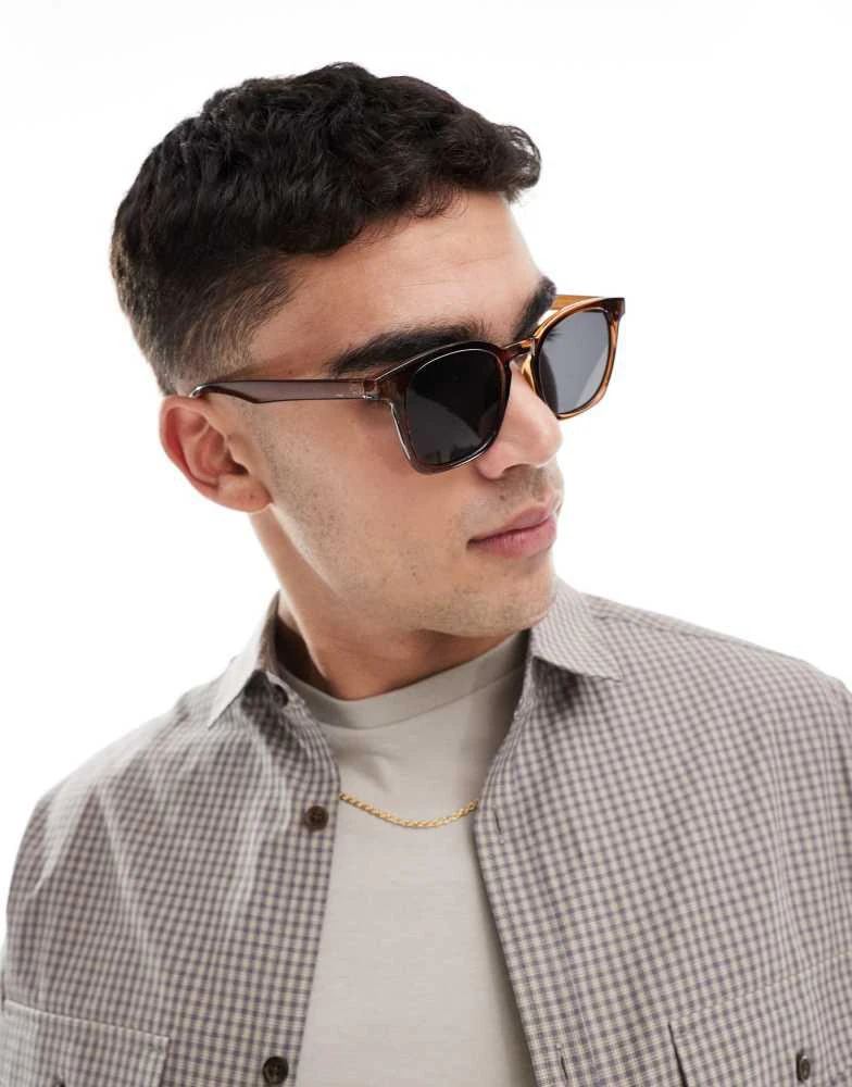 商品ASOS|ASOS DESIGN retro round sunglasses in brown with smoke lens,价格¥145,第1张图片