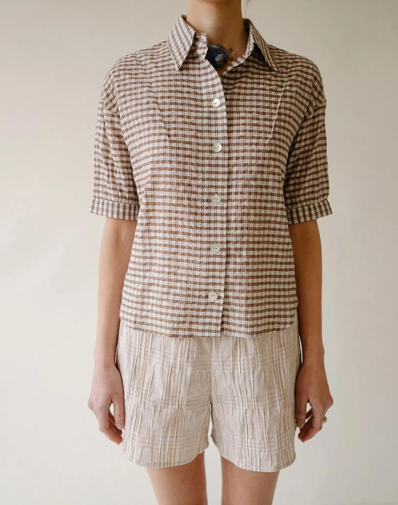 商品Madewell|BELIZE DINAH CHECK SHORT SLEEVE SHIRT,价格¥2375,第3张图片详细描述