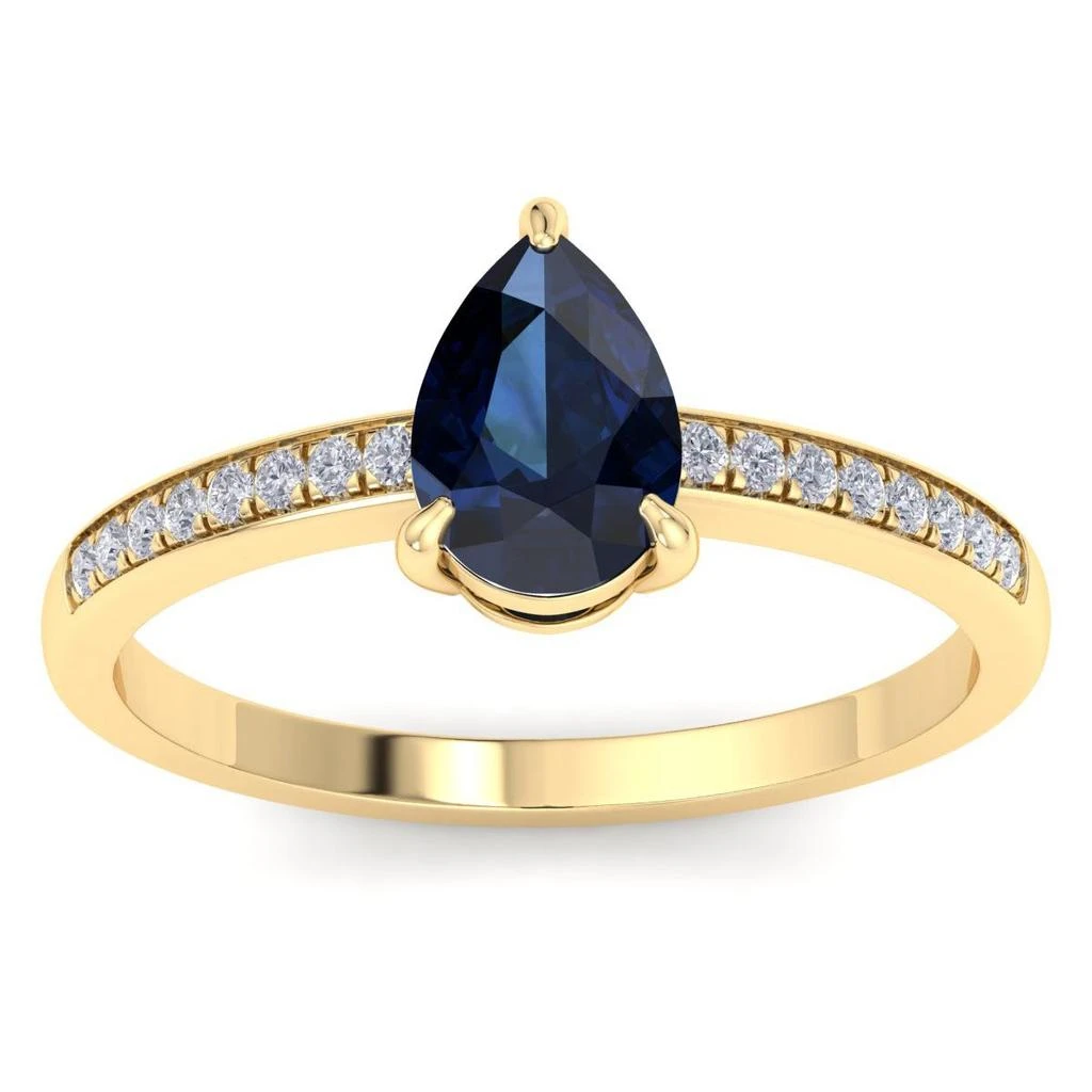 商品SSELECTS|1 1/4 Carat Pear Shape Sapphire And Diamond Ring In 14k Yellow Gold,价格¥2586,第1张图片