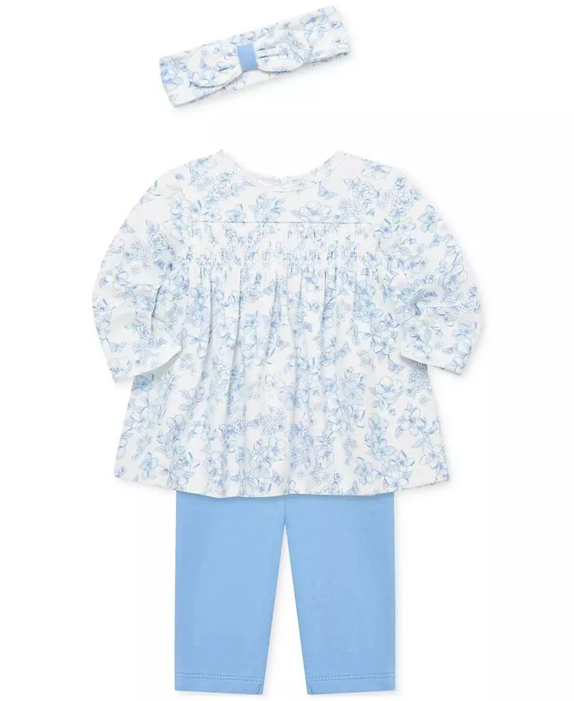 商品Little Me|Baby Girls Cotton Headband, Smocked Floral-Print Tunic & Leggings, 3 Piece Set,价格¥221,第3张图片详细描述
