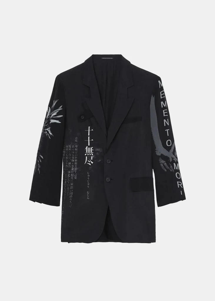 商品YOHJI YAMAMOTO|YOHJI YAMAMOTO Black Graphic-Print Blazer,价格¥13104,第1张图片