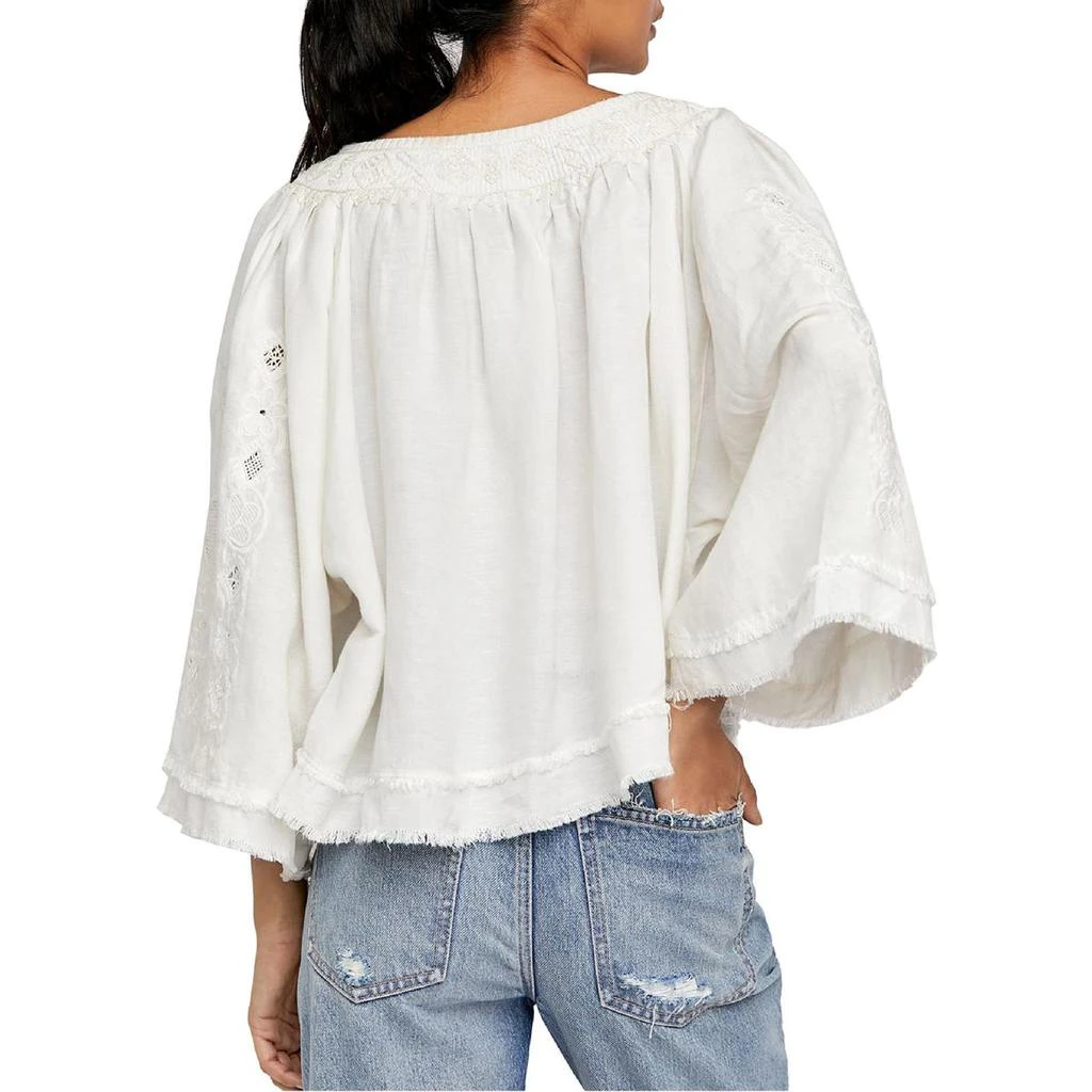 商品Free People|Free People Womens Embroidered Fringed Peasant Top,价格¥571,第2张图片详细描述