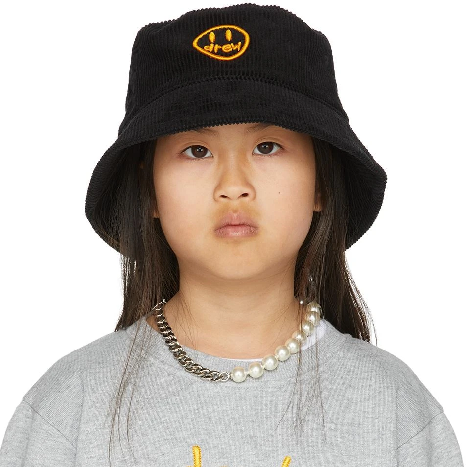 商品Drew House|SSENSE Exclusive Kids Black Painted Mascot Bucket Hat,价格¥472,第1张图片