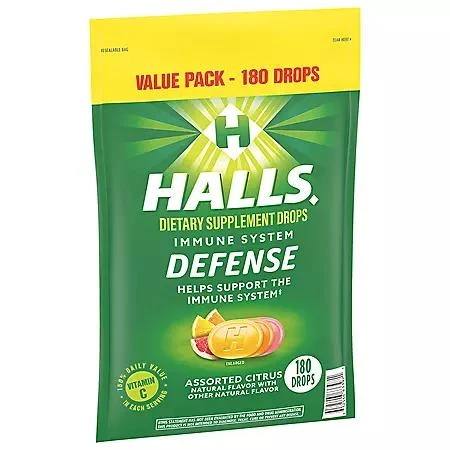 Halls Defense Assorted Citrus Vitamin C Drops Value Pack, 180 ct. 商品