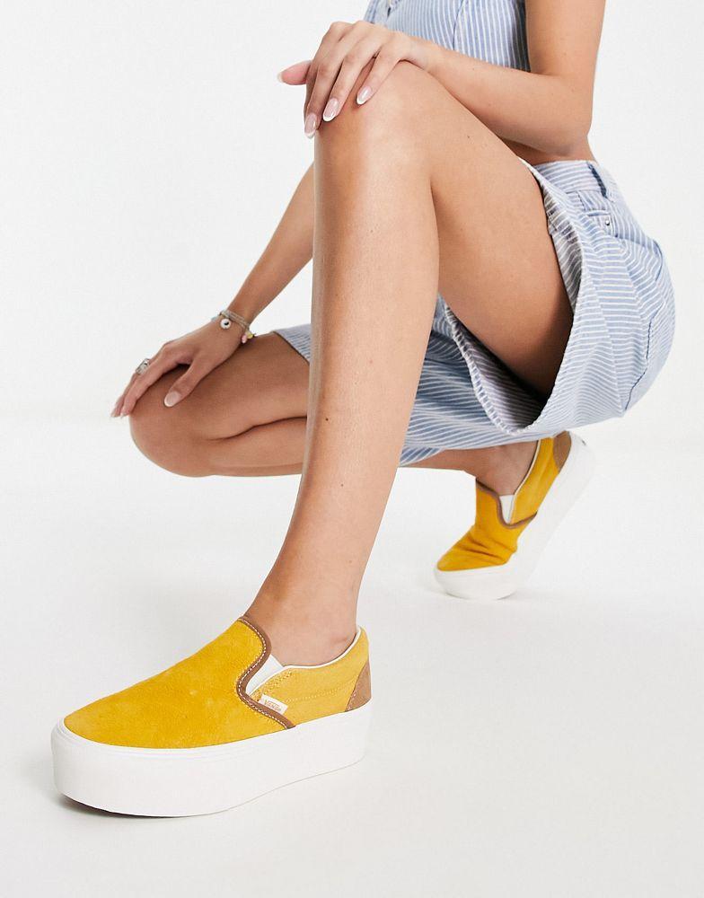 商品Vans|Vans Classic slip-on stackform suede trainers in yellow,价格¥740,第5张图片详细描述