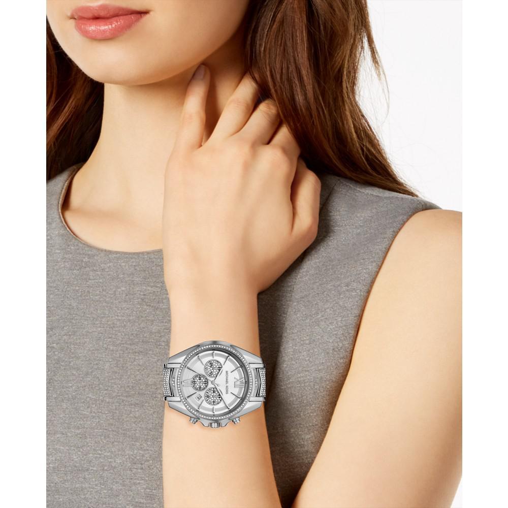 商品Michael Kors|Women's Chronograph Whitney Stainless Steel Pavé Bracelet Watch 45mm,价格¥2935,第6张图片详细描述