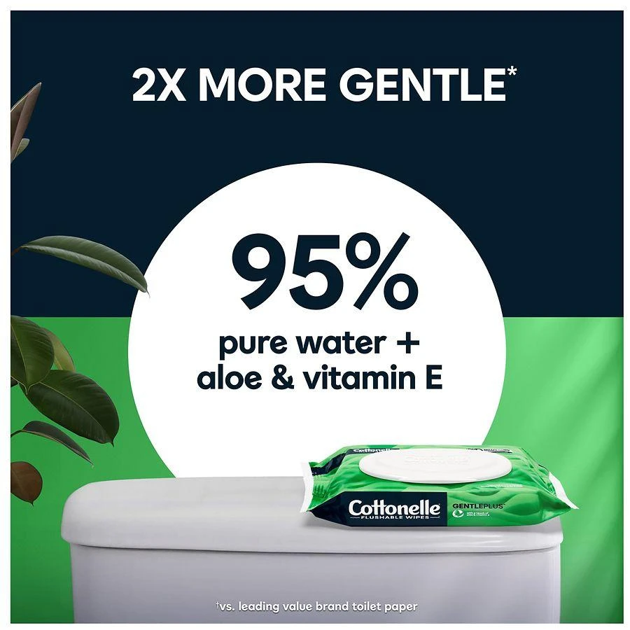 商品Cottonelle|GentlePlus Flushable Wet Wipes, Aloe & Vitamin E, Flip-Top Packs,价格¥45,第2张图片详细描述