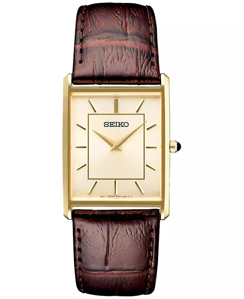 商品Seiko|Men's Essentials Brown Leather Strap Watch 29mm,价格¥1596,第1张图片