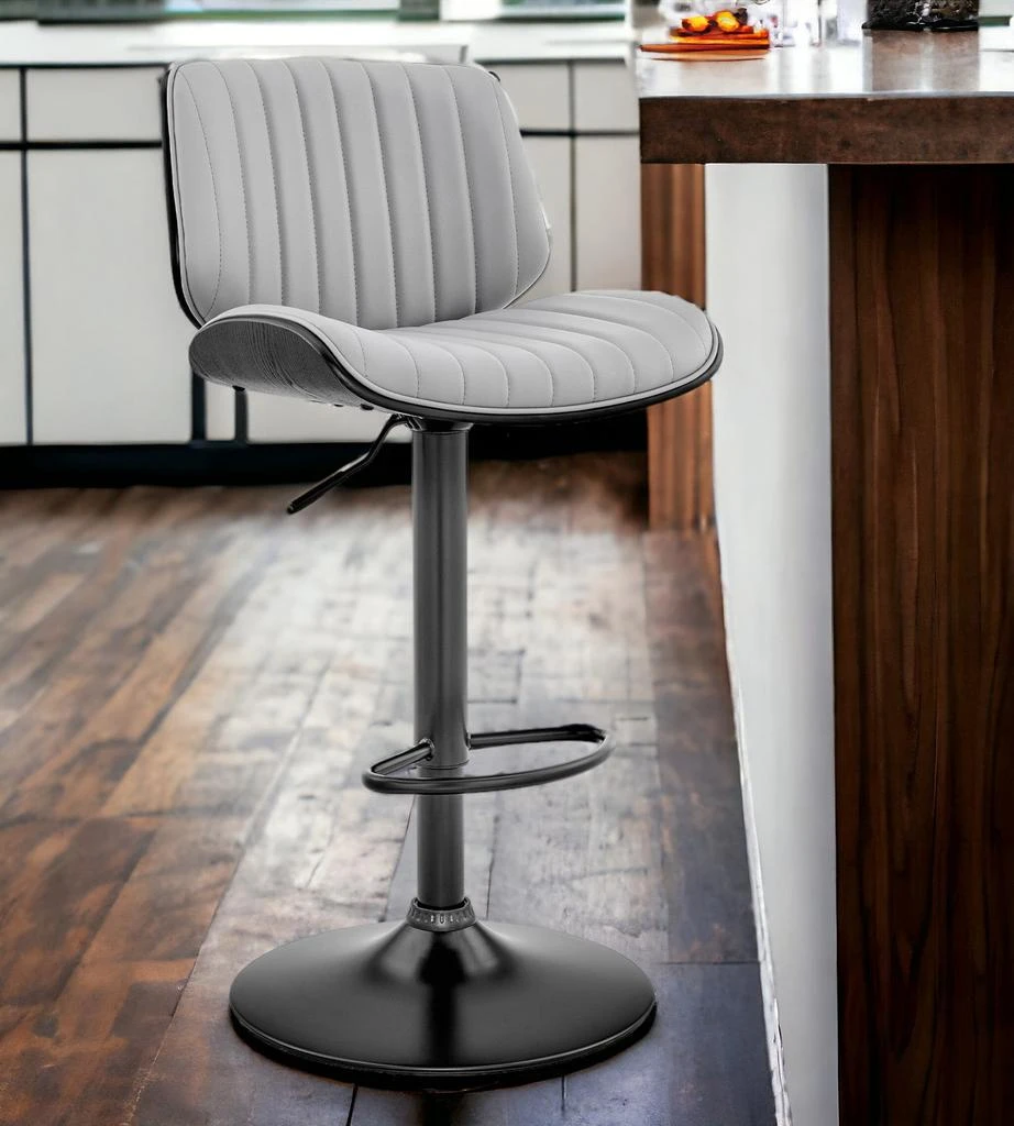 商品Homezia|24" Gray And Black Iron Swivel Adjustable Height Bar Chair,价格¥2364,第2张图片详细描述