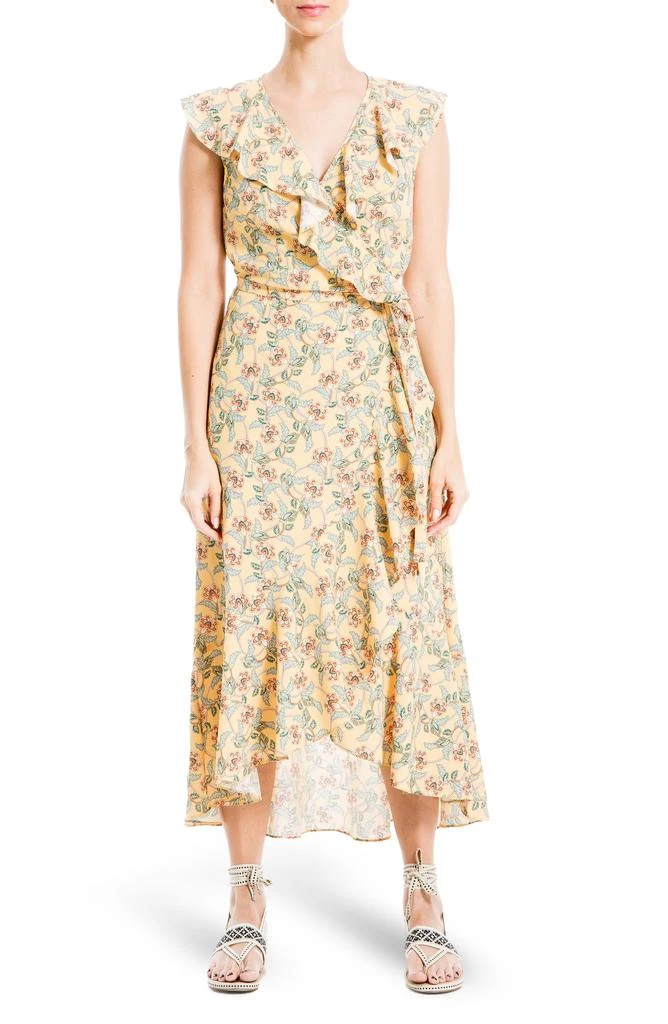 商品Max Studio|Patterned Ruffle Wrap Midi Dress,价格¥151,第1张图片